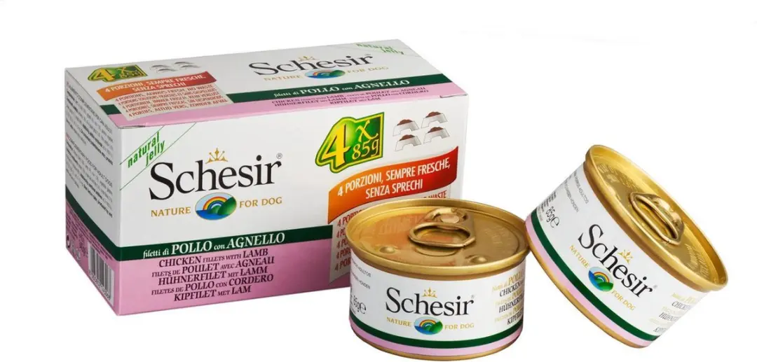 Schesir Hond Blik Multipack 4x85g Kip & Lam