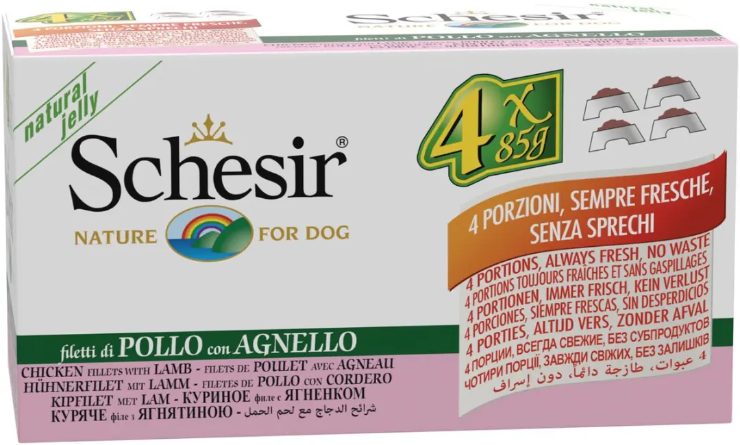 Schesir Hond Blik Multipack 4x85g Kip & Lam