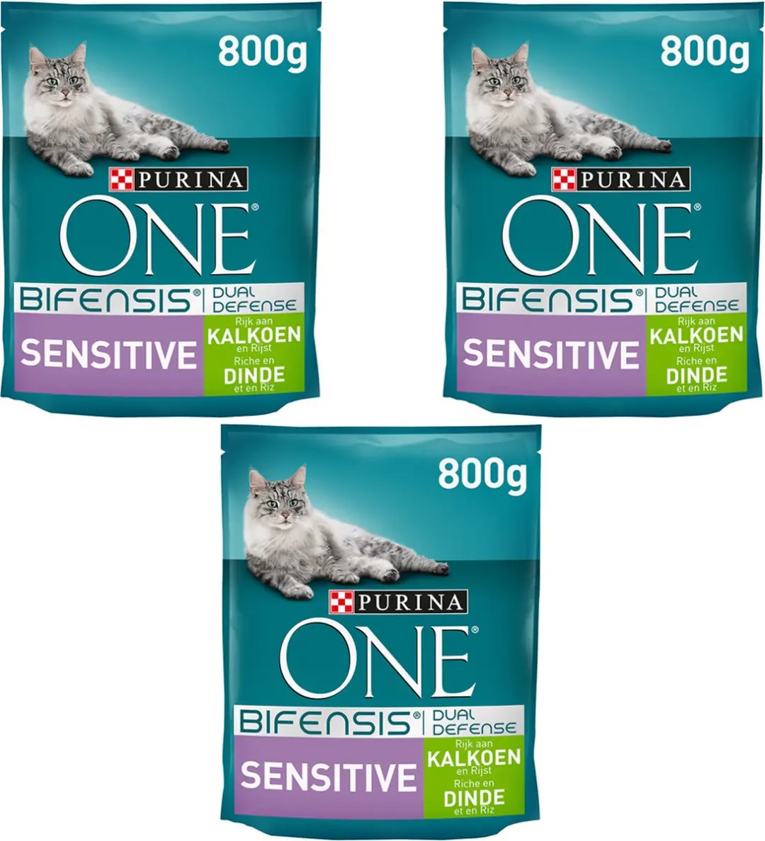 Purina ONE Bifensis Sensitive Kalkoen & Rijst 2,4kg (3x800g)
