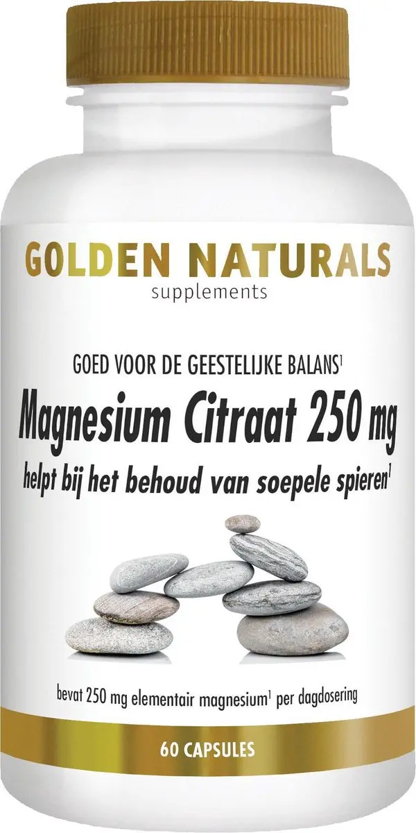 Golden Naturals Magnesiumcitraat 250mg - 60 Vegan Capsules