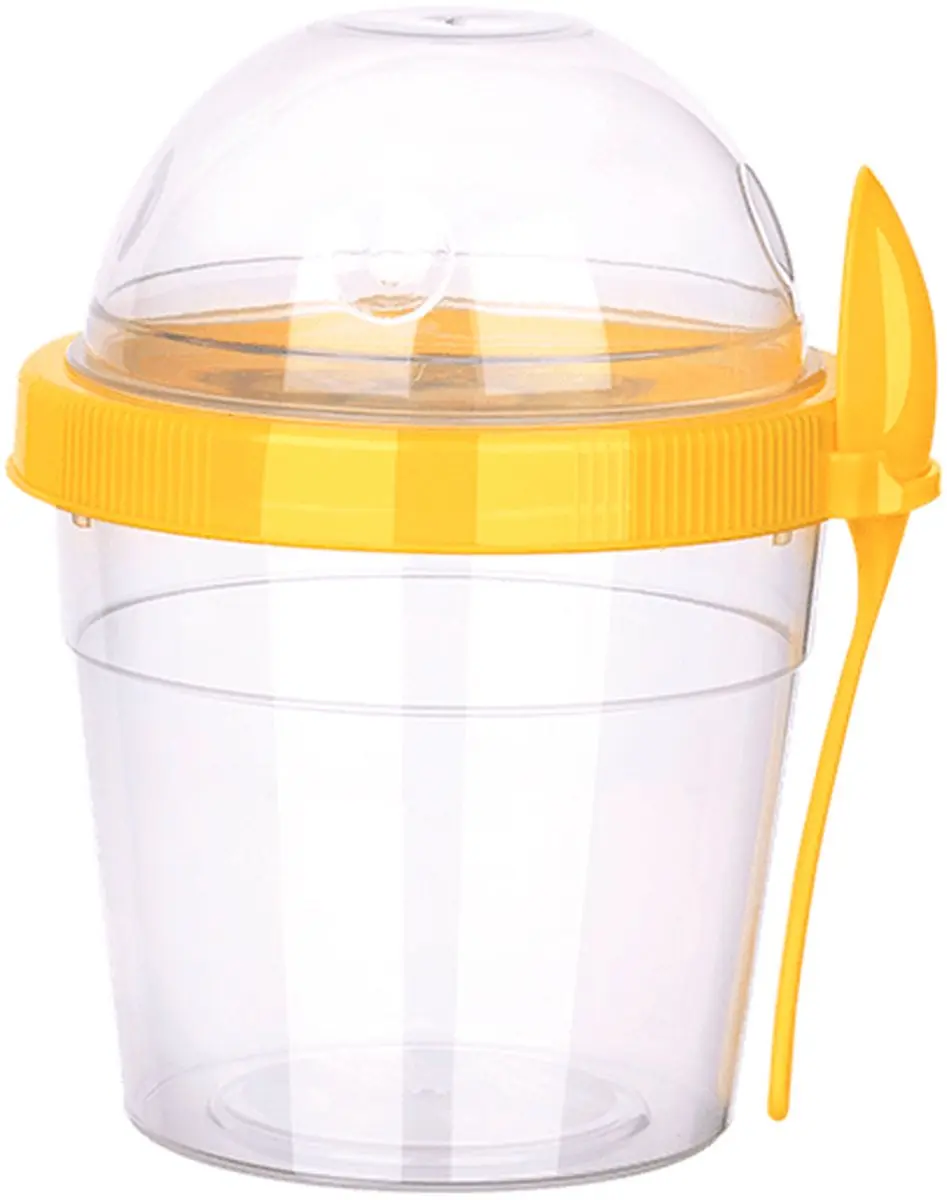 Orion Yoghurtbeker 400ml met Lepel - Transparant/Beige