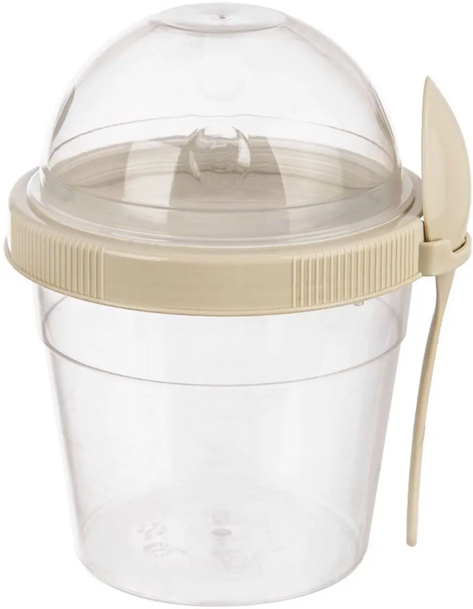 Orion Yoghurtbeker 400ml met Lepel - Transparant/Beige