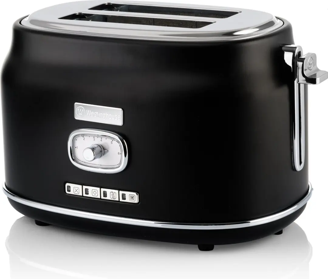 Westinghouse Retro 3-delige Set - Waterkoker 1,7L Broodrooster 2 Sneden Staafmixer - Zwart