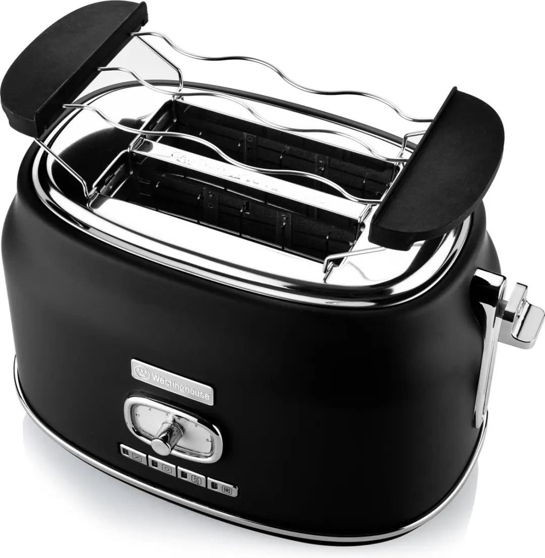 Westinghouse Retro 3-delige Set - Waterkoker 1,7L Broodrooster 2 Sneden Staafmixer - Zwart
