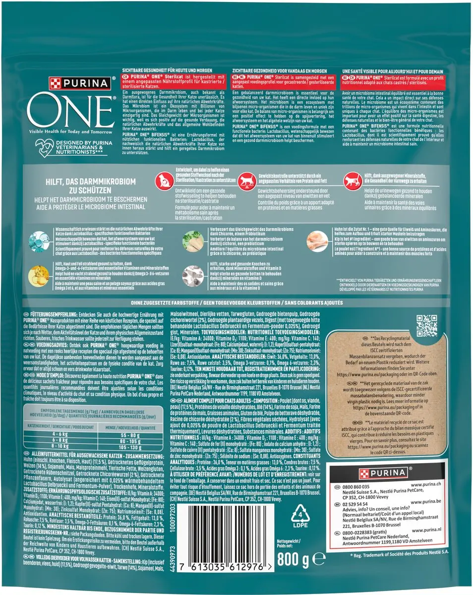 Purina ONE Sterilcat Kattenbrokjes Kip - 4x800g