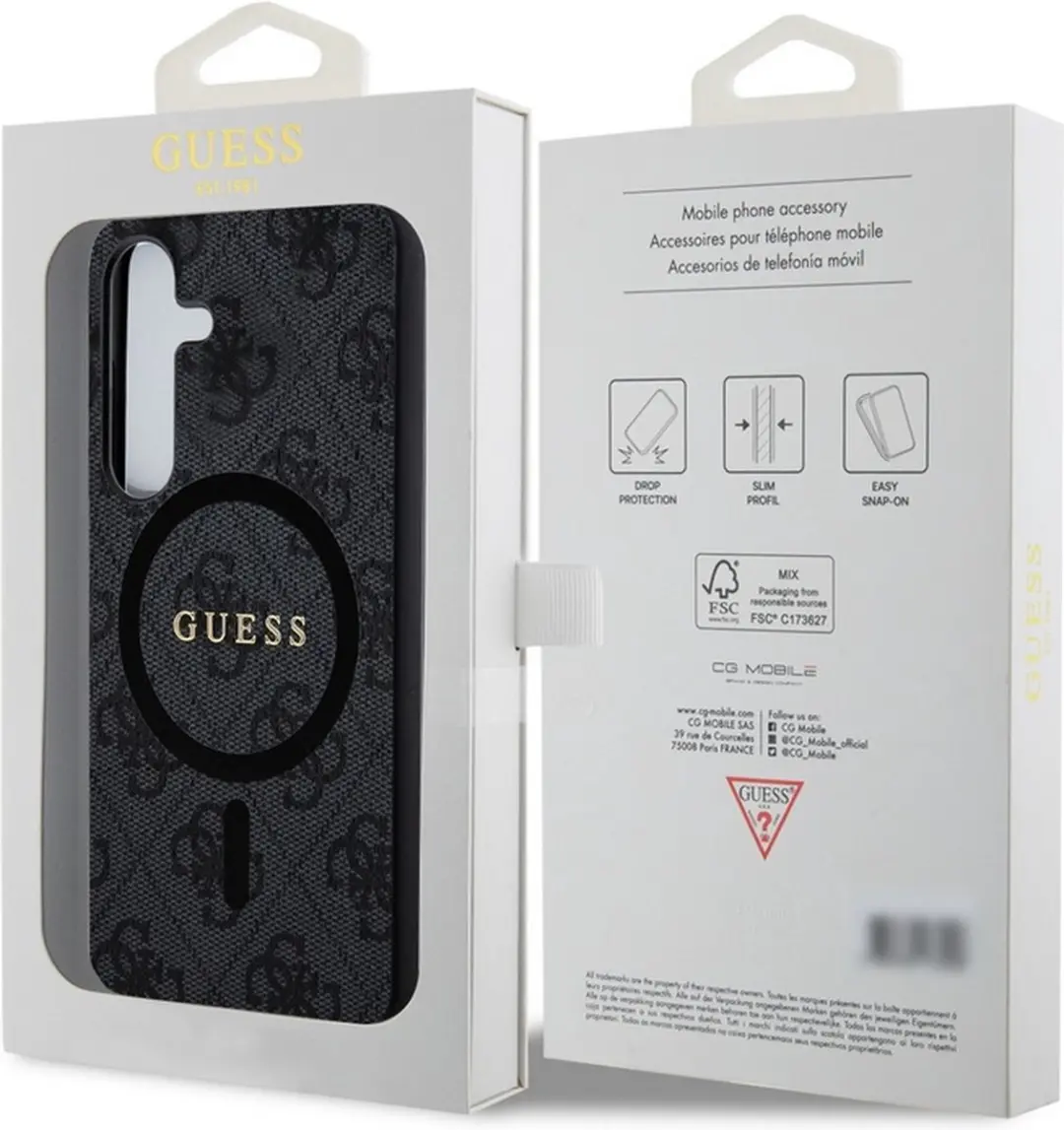 GUESS 4G Back Case MagSafe S24 - Zwart
