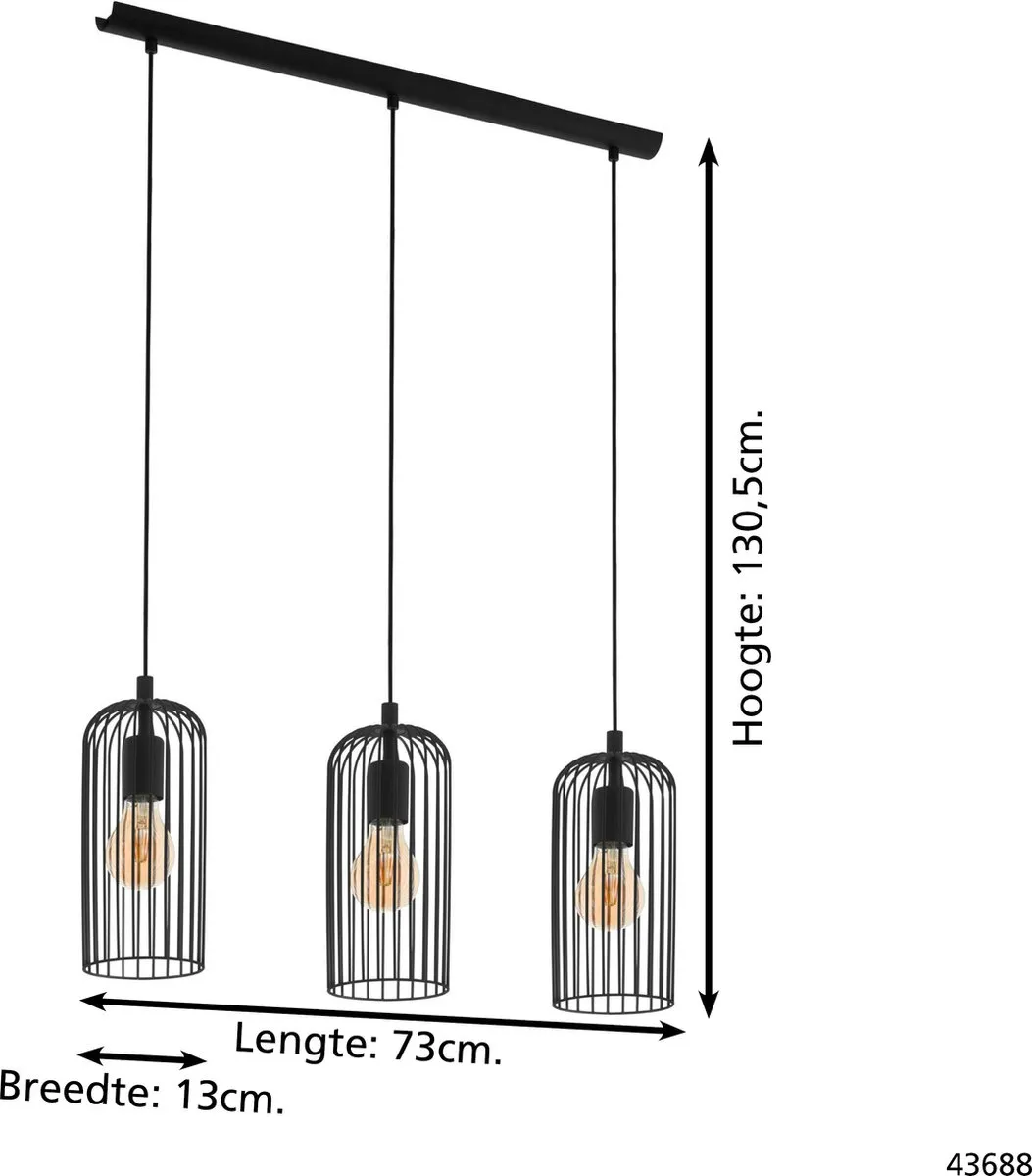 Eglo Roccamena 1 Hanglamp E27 - 73cm - Zwart - afbeelding 6 van 6