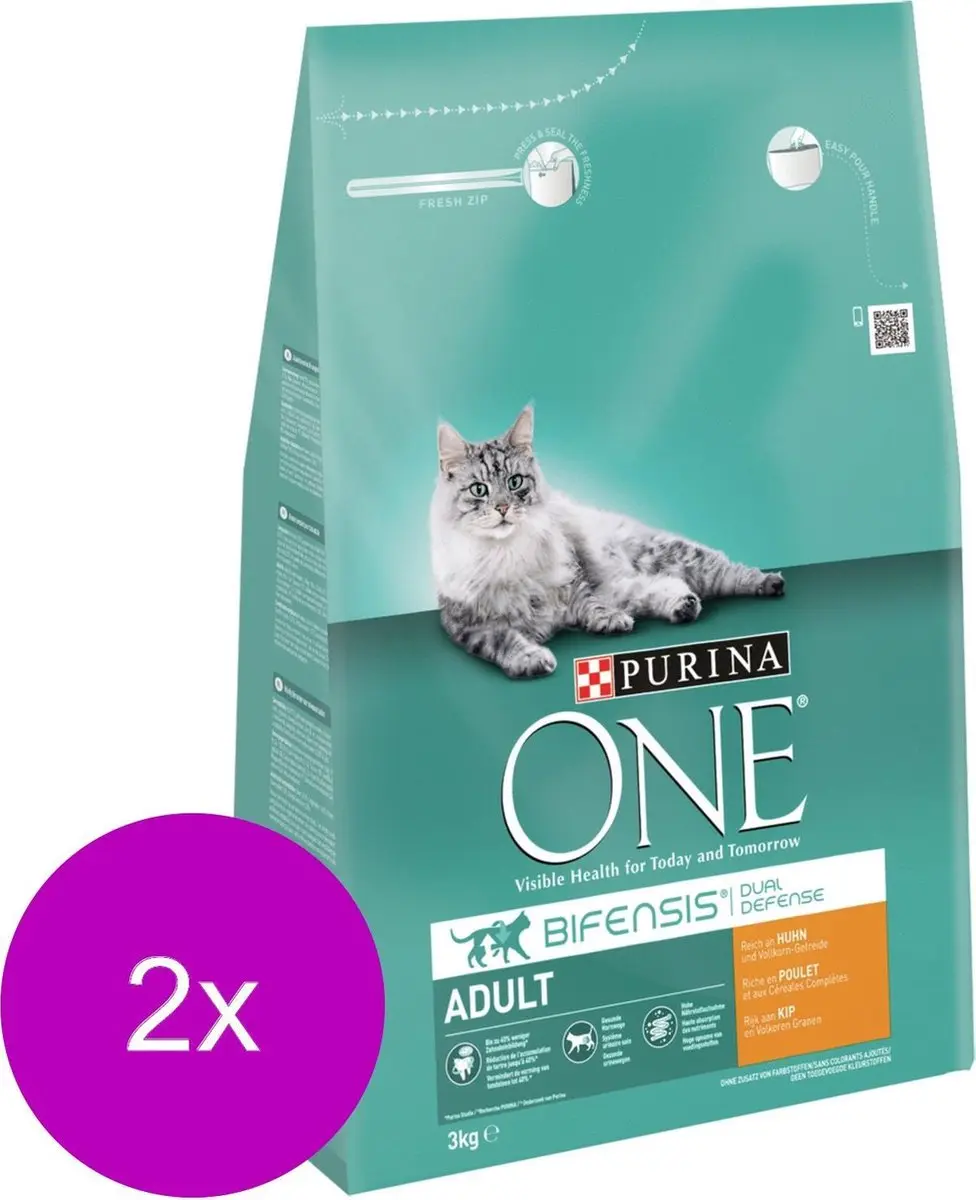 Purina ONE Adult Kip & Granen Kattenvoer - 2x3kg