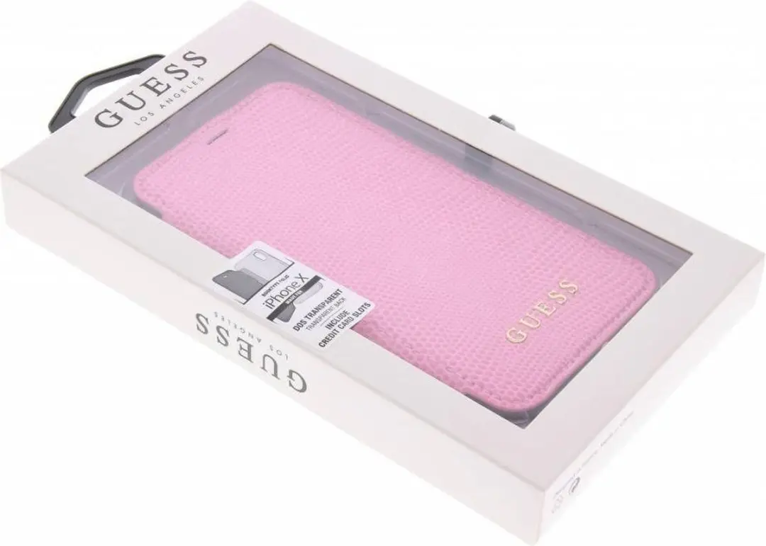 GUESS iPhone X/Xs Hoesje Roze Kunstleer