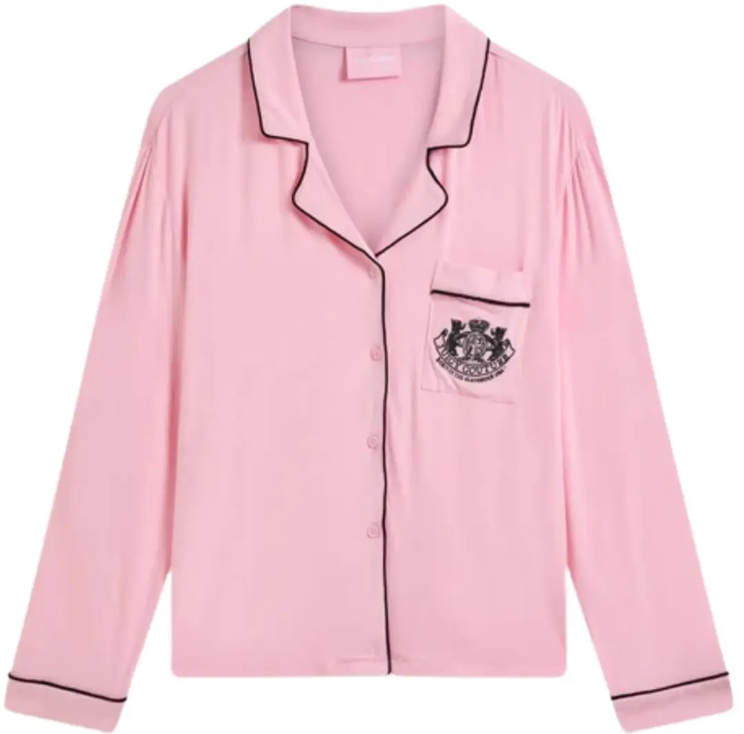Juicy Couture Jersey Ls Button Up Top - Maat S - Roze