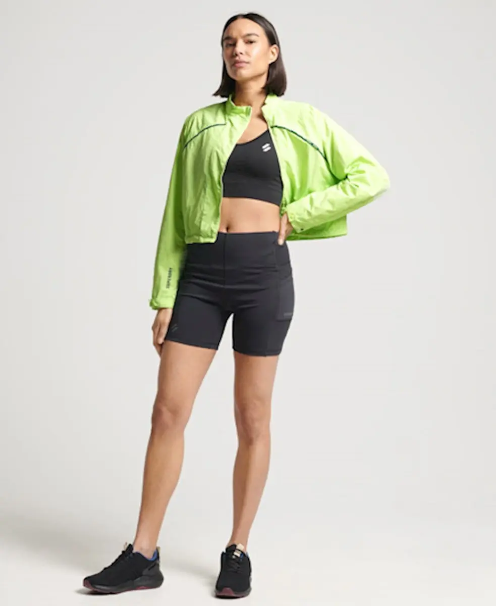 Superdry Run Cropped Waterproof Jas - Lime Yellow