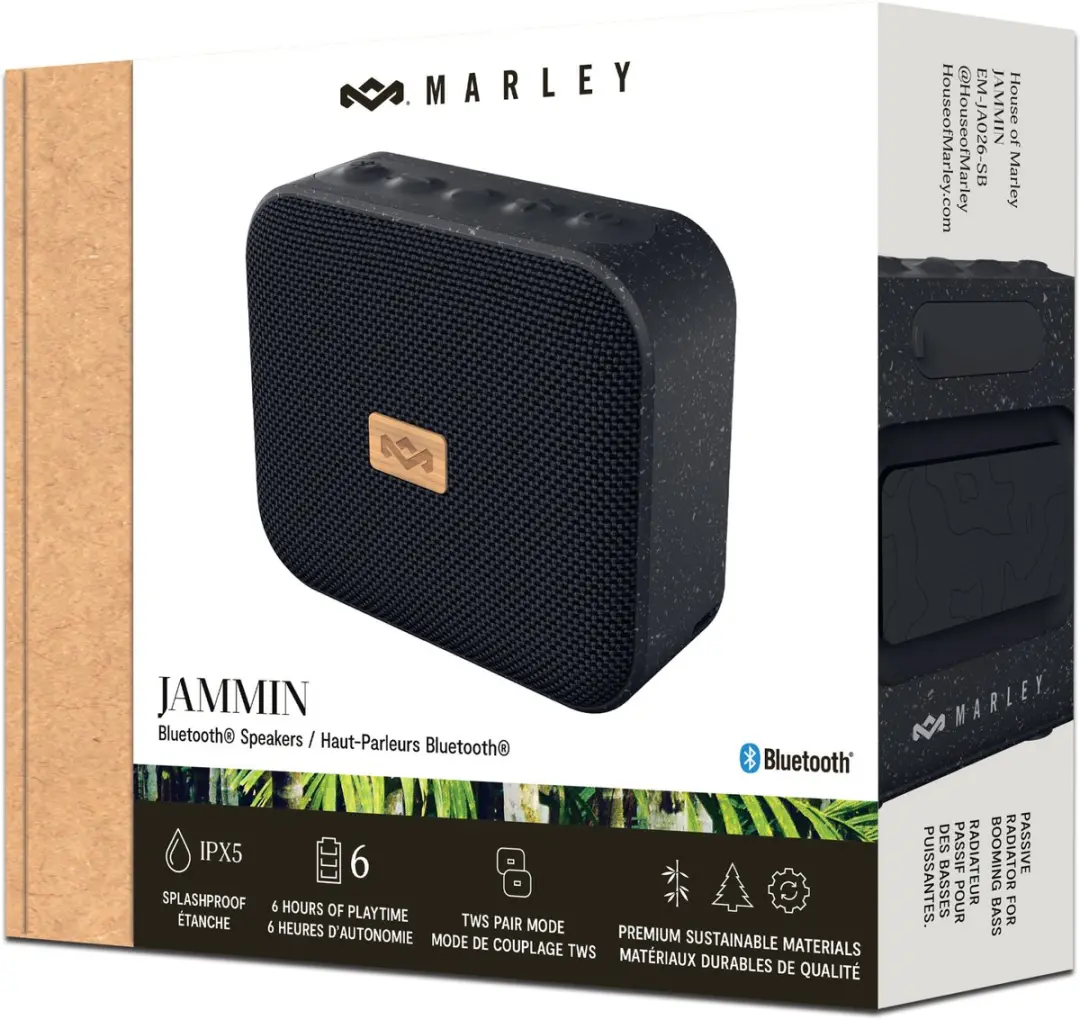 House of Marley Jammin EM-JA026-SB Bluetooth Speaker - 5W - IPX5 - Zwart
