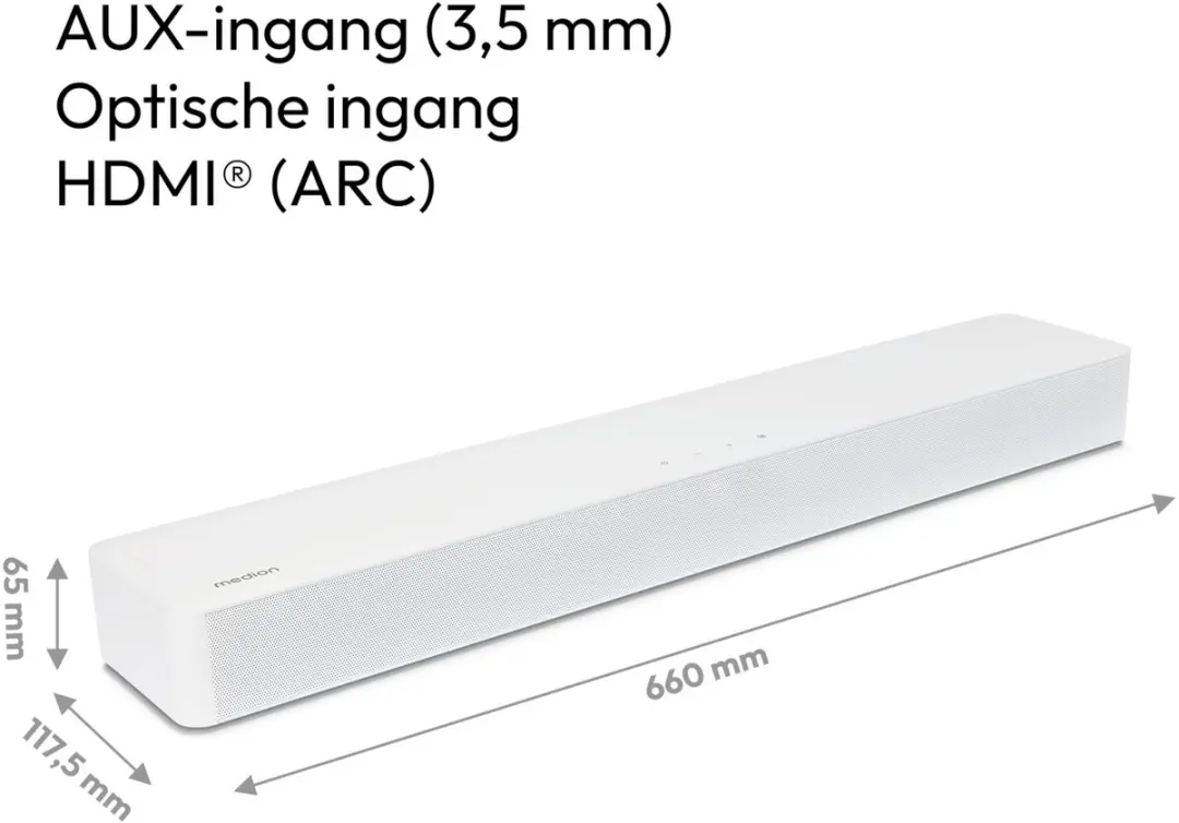 Medion P61155 2.0 Soundbar - 60W - Bluetooth - wit