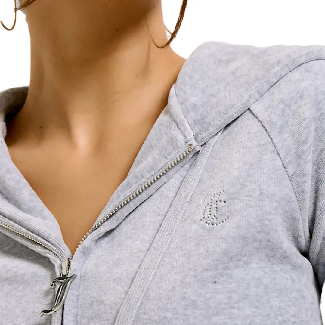 Juicy Couture Madison Classic Velour Hoodie - Maat L - Grijs