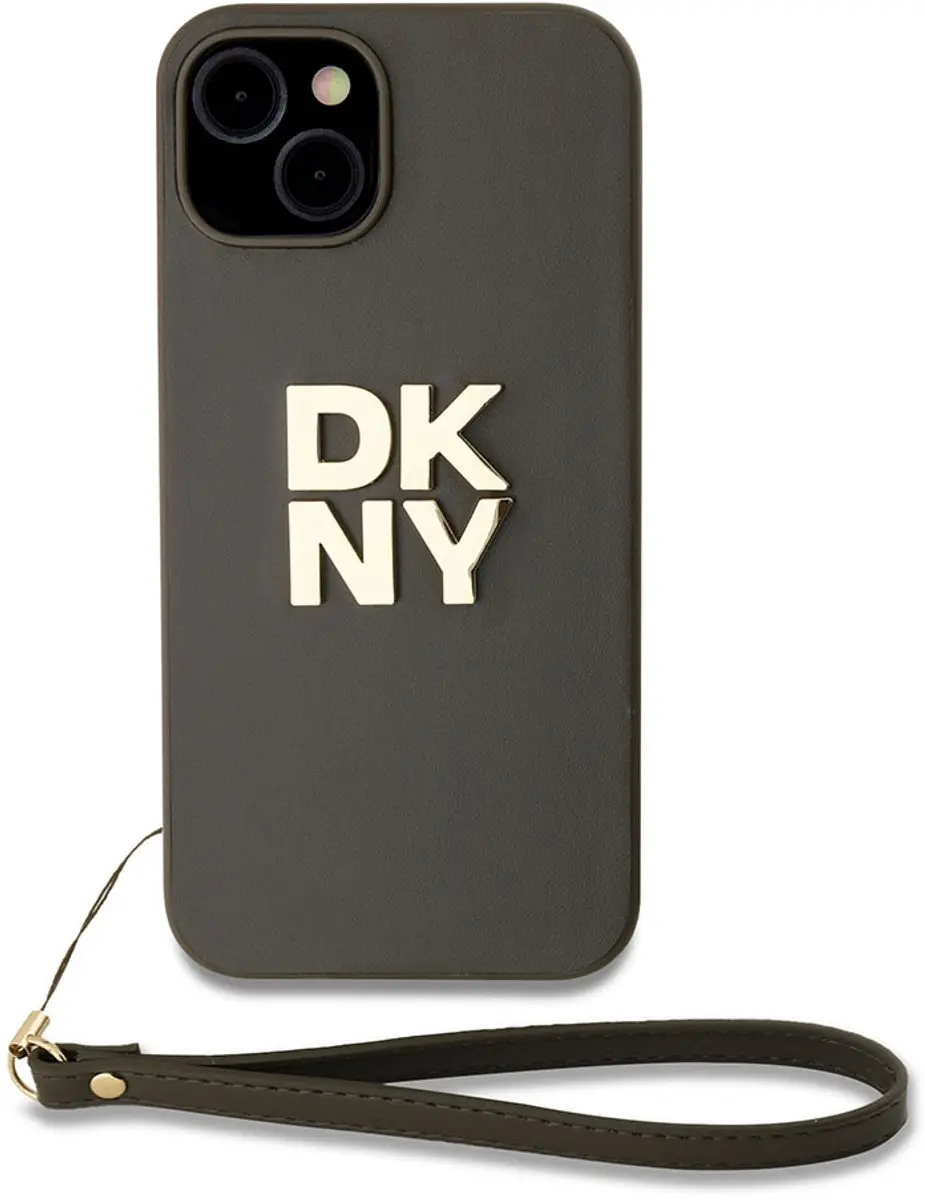 DKNY Hoesje iPhone 14 - Bruin - Metalen Logo & Polskoord DKHCP14SPBSWSA