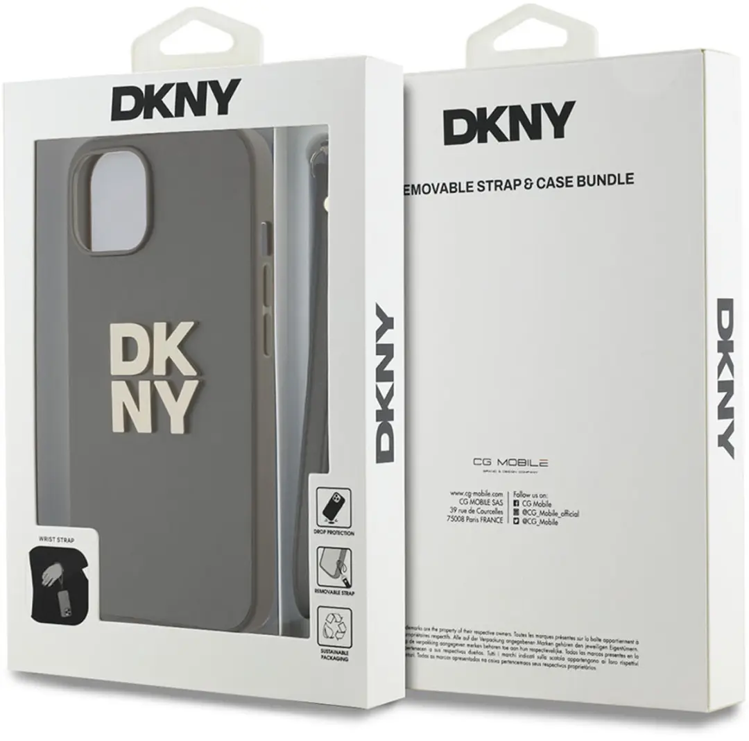 DKNY Hoesje iPhone 14 - Bruin - Metalen Logo & Polskoord DKHCP14SPBSWSA