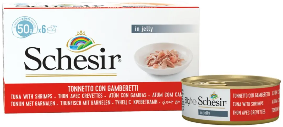 Schesir Kattenvoer Tonijn & Garnaal 8x50g