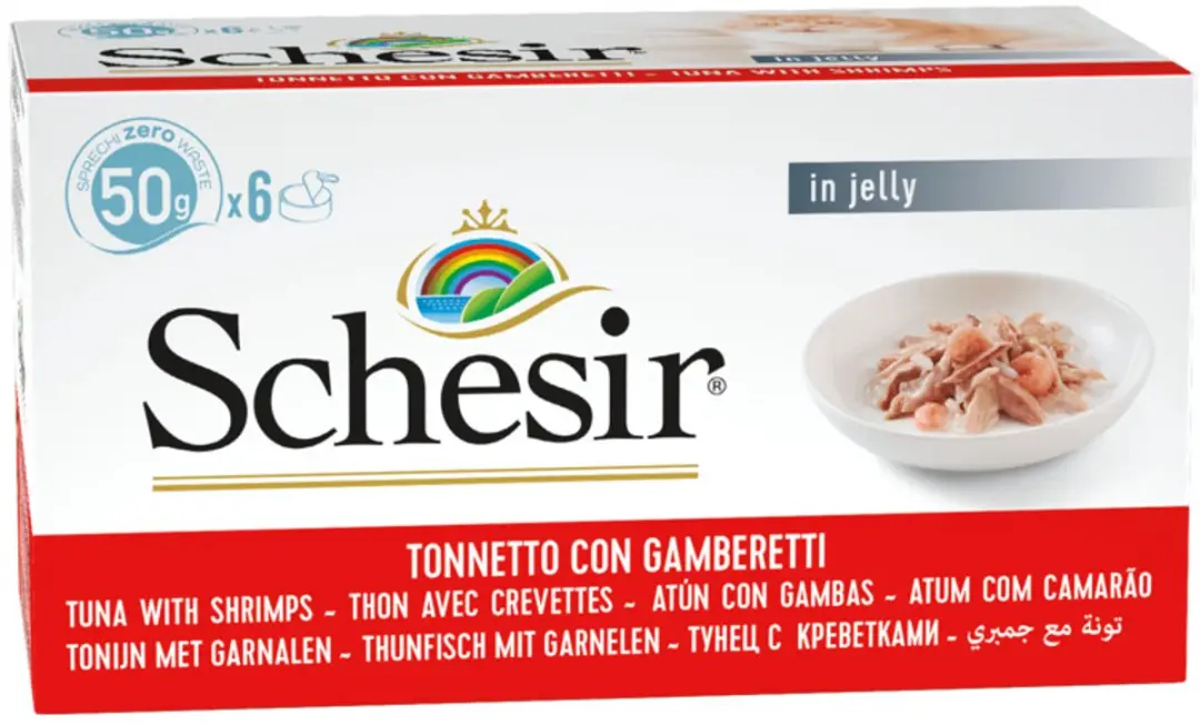 Schesir Kattenvoer Tonijn & Garnaal 8x50g