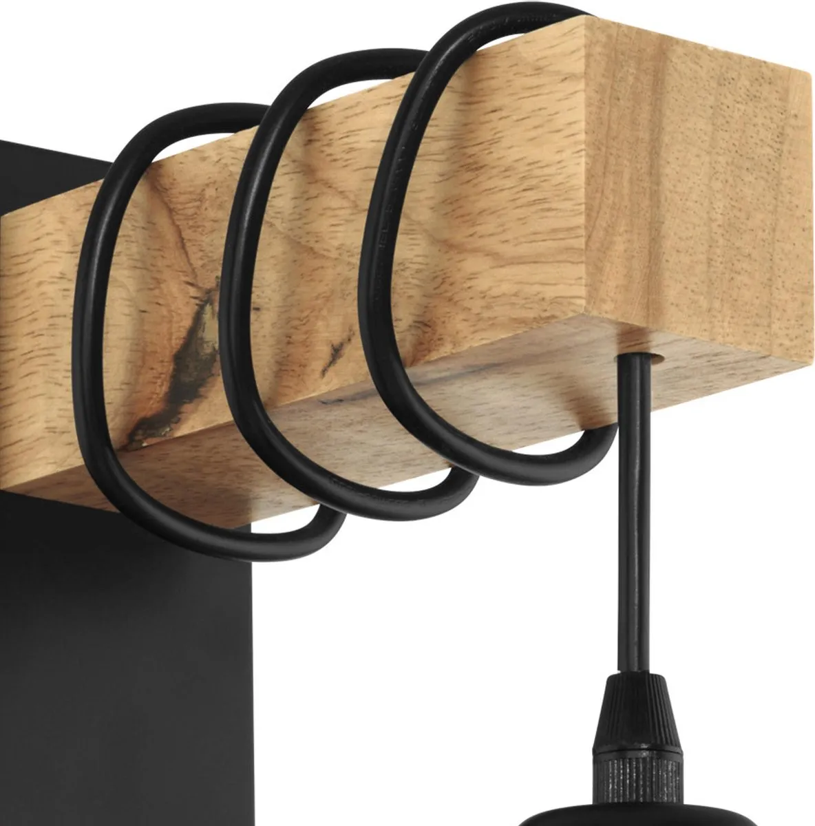 Eglo Townshend Wandlamp E27 - Hout Zwart/Bruin