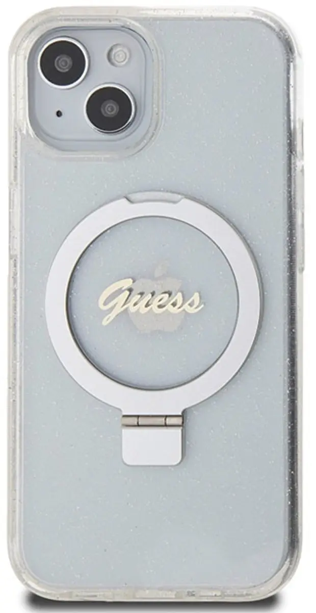 GUESS Ring Glitter Back Case MagSafe - iPhone 15 - Transparant - afbeelding 6 van 6