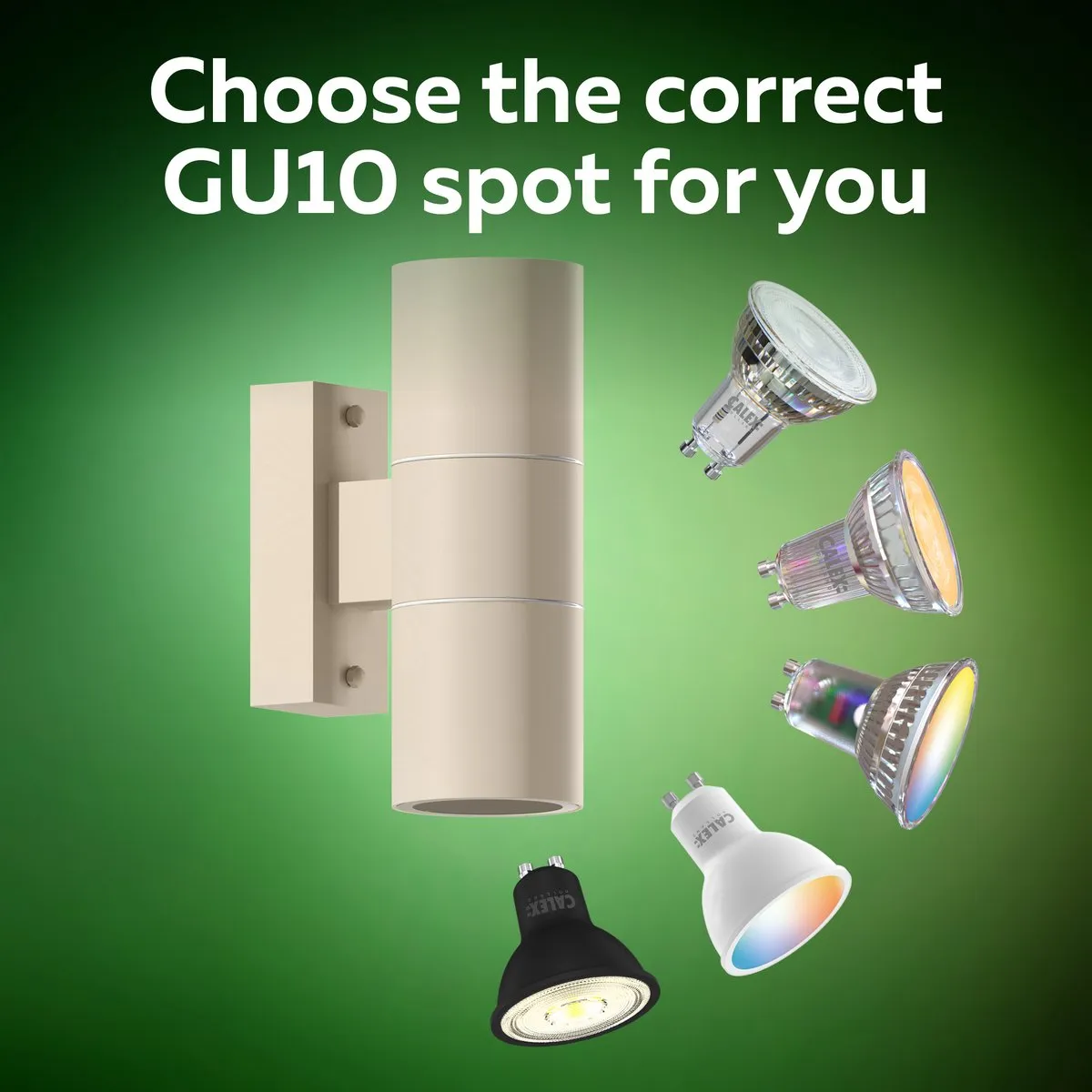 Calex Turin Wandlamp 2x GU10 IP54 - Zand - 2 Stuks