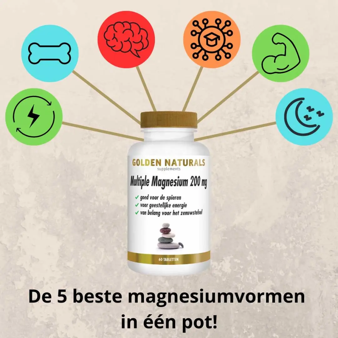 Golden Naturals Multiple Magnesium 200mg - 180 Veganistische Tabletten