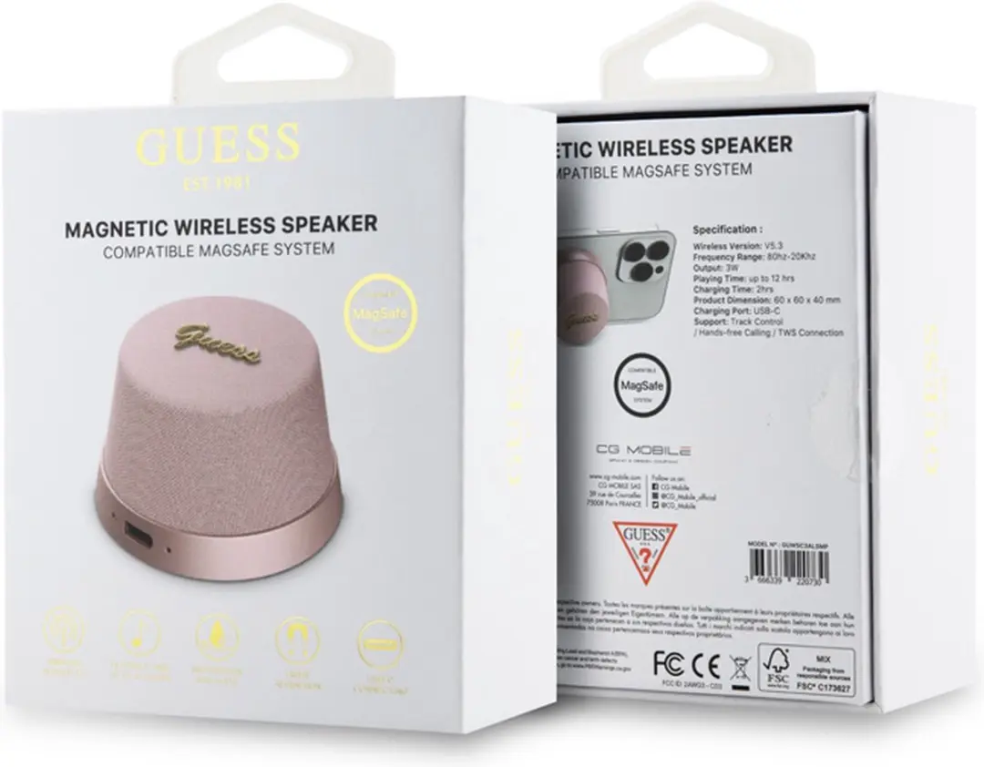 GUESS Script Logo Bluetooth Speaker Stand - Roze