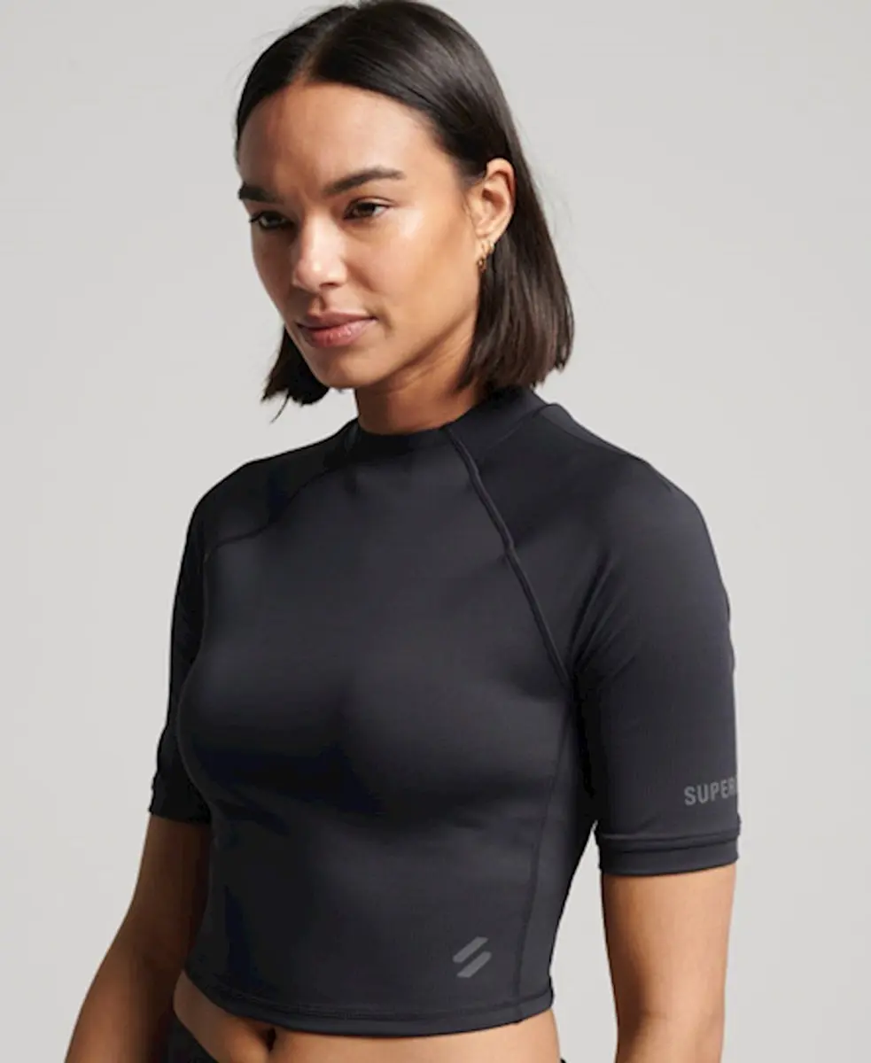 Superdry Run 3/4 Thight Crop Top Sportshirt - M - Zwart