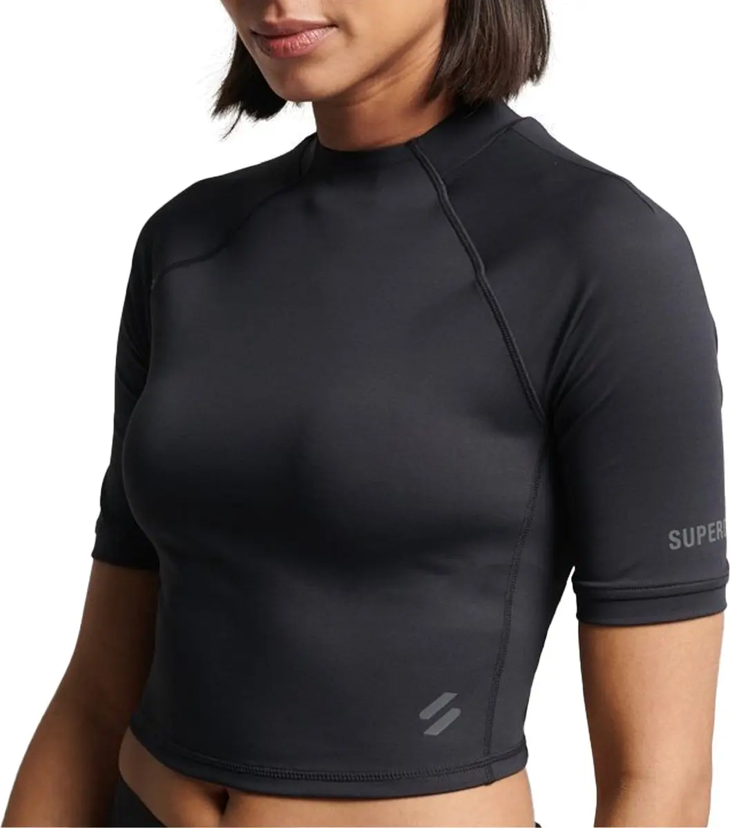 Superdry Run 3/4 Thight Crop Top Sportshirt - M - Zwart