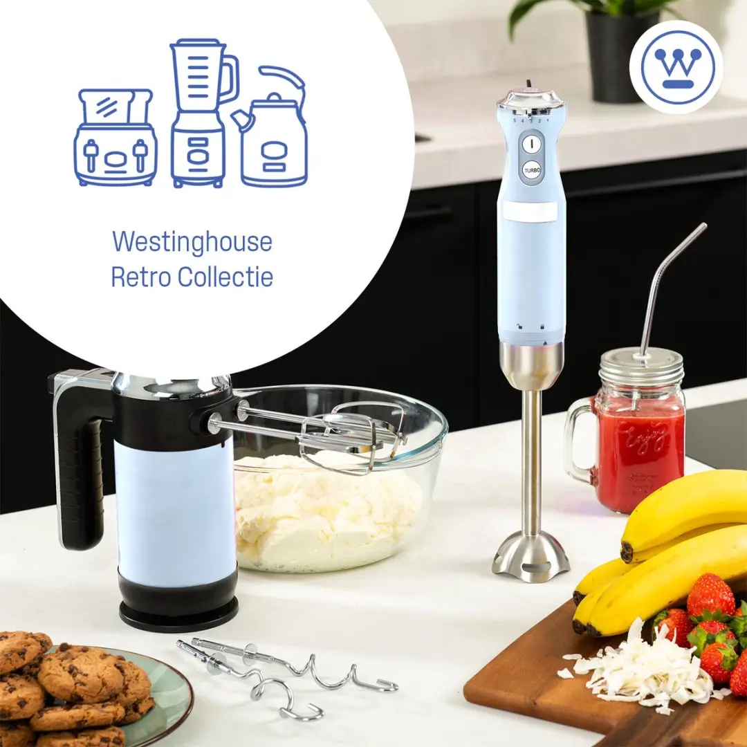 Westinghouse Retro Staafmixer 600W - Blauw - afbeelding 6 van 6