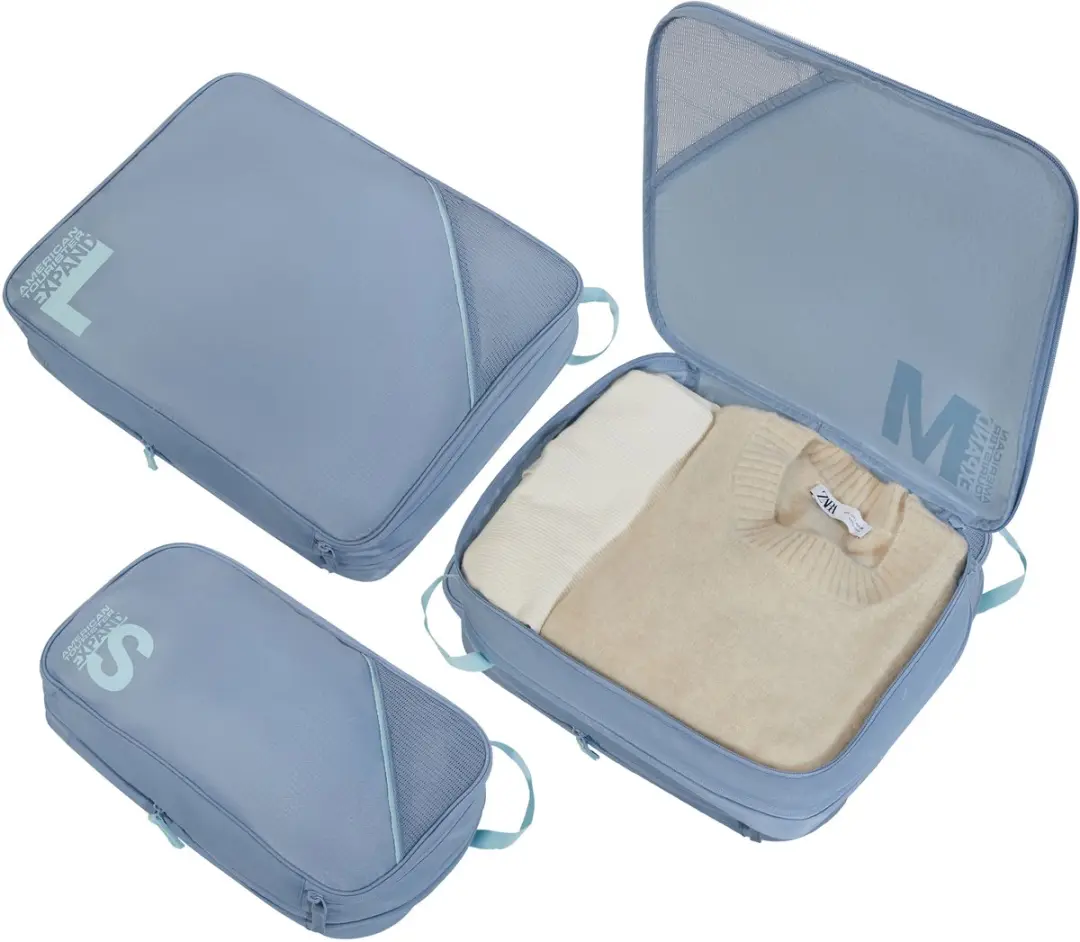 American Tourister Packing Cube Set S/M/L - 3 Stuks Stone Blue