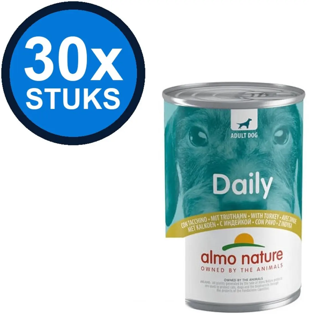 Almo Nature Daily Kalkoen Hondenvoer Natvoer Blik 400g