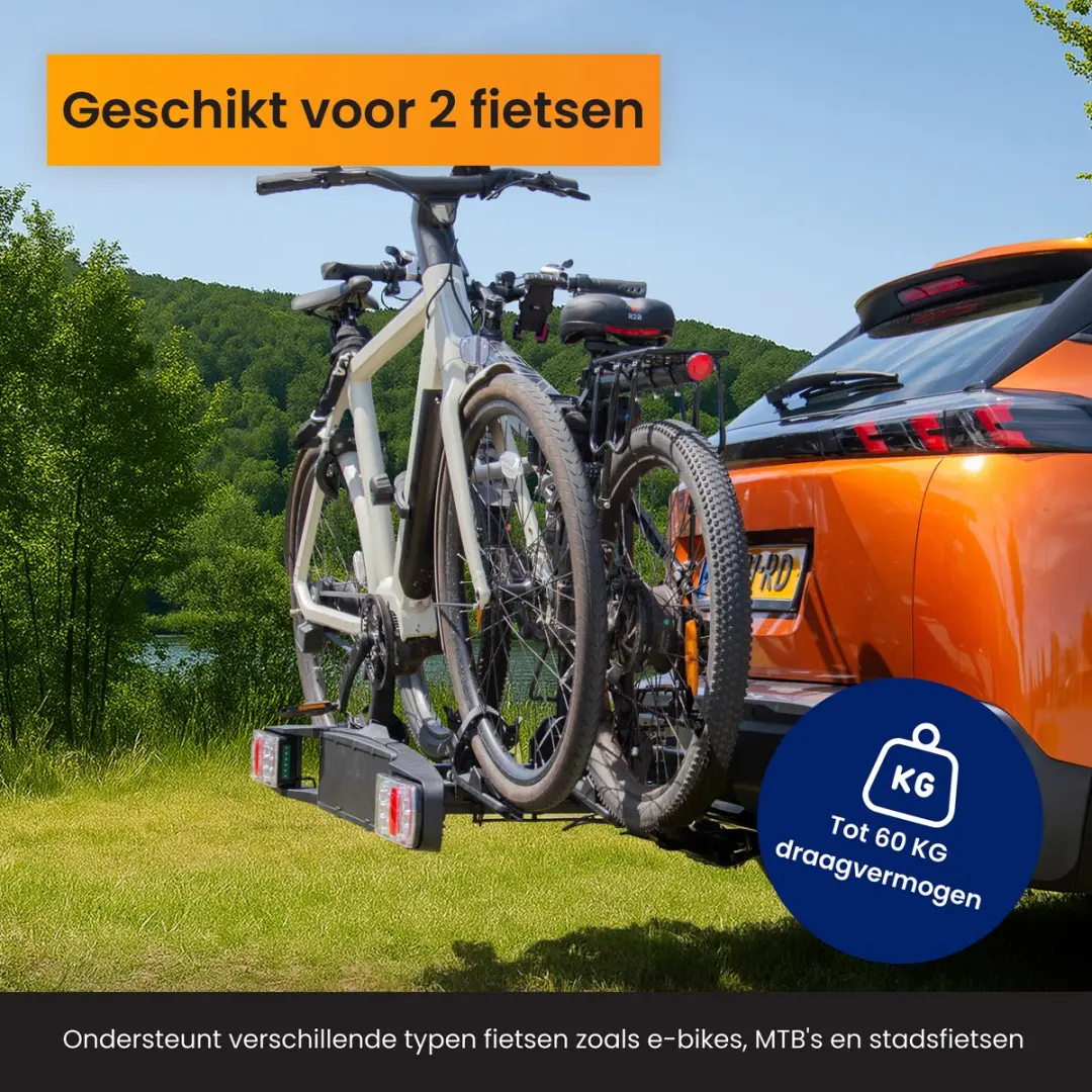 R2B Fietsendrager Auto 2 Fietsen - 60KG - Zilver/Zwart