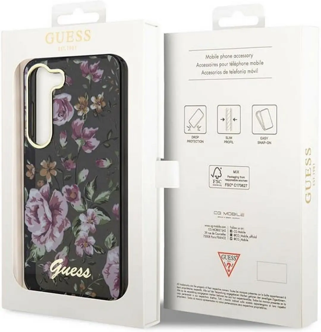 GUESS Flower Back Case Samsung Galaxy S23 GUHCS911GFW - Zwart - afbeelding 6 van 6