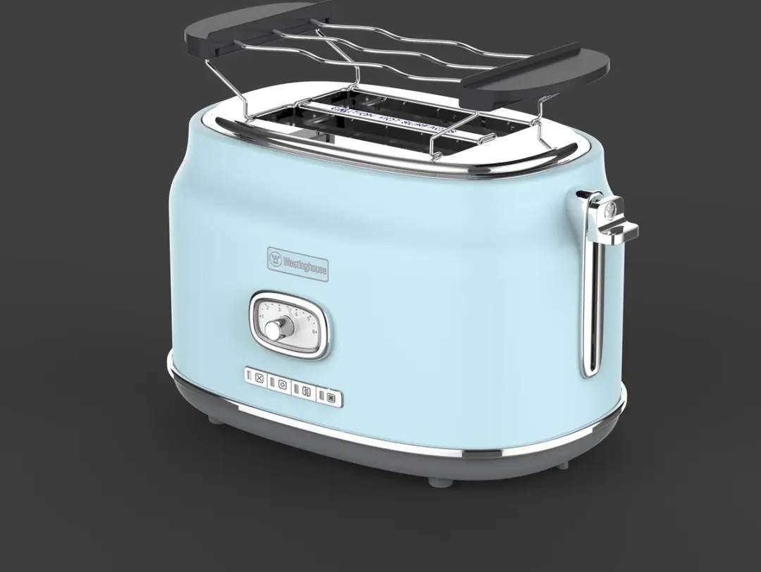 Westinghouse Retro 3-delige Set - Waterkoker 1,7L Broodrooster 2 Sneden Staafmixer - Blauw