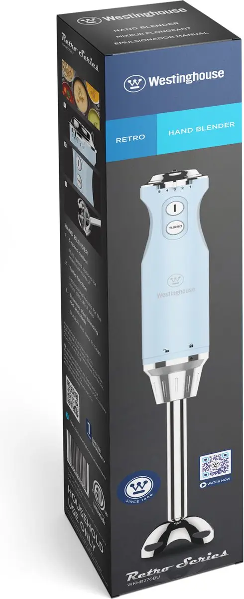 Westinghouse Retro 3-delige Set - Waterkoker 1,7L Broodrooster 2 Sneden Staafmixer - Blauw