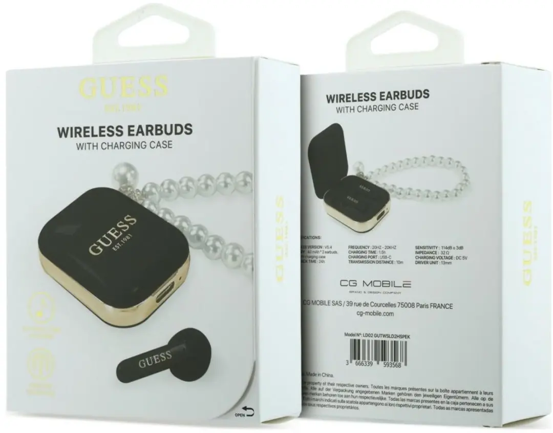 GUESS Pearl Strap TWS Hoofdtelefoon - Zwart
