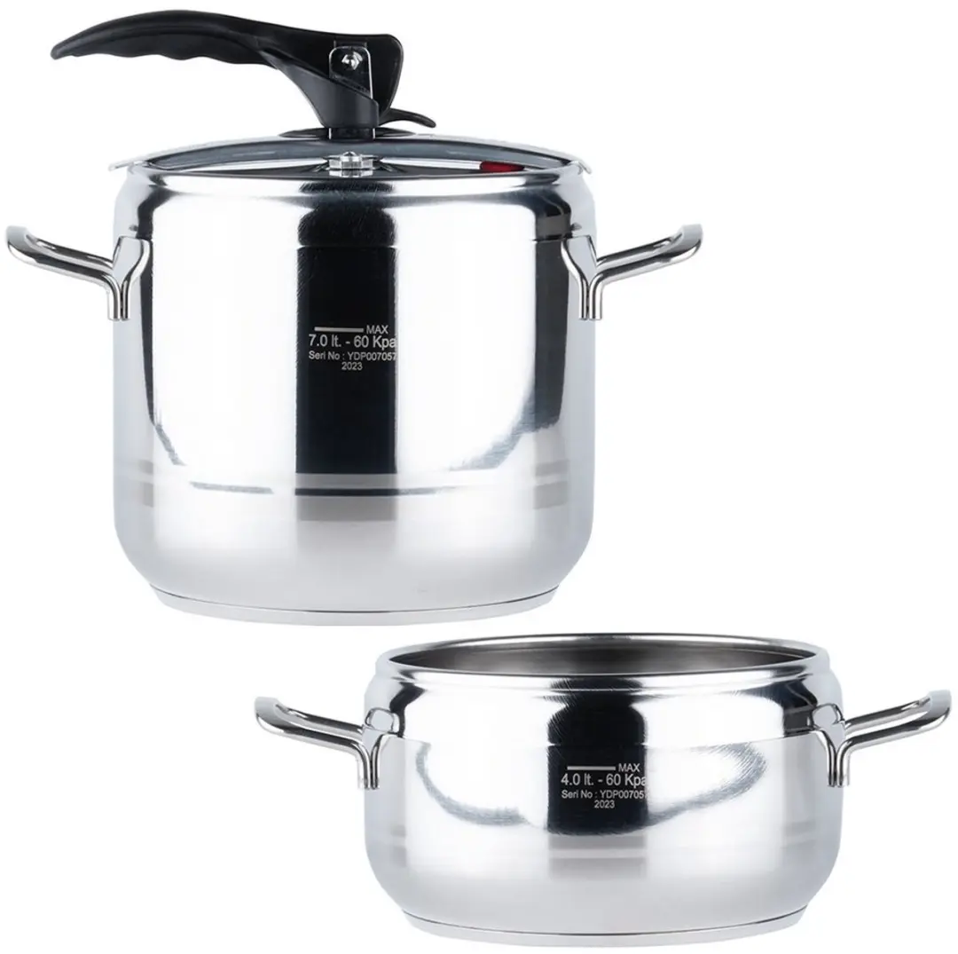 Orion Profi Serie Roestvrijstalen Snelkookpan Set 4+7L