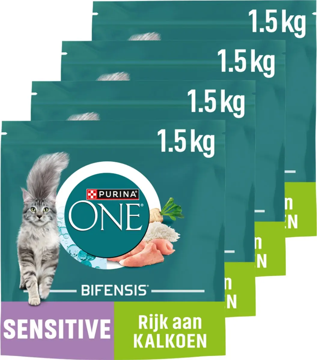 Purina ONE Sensitive Kalkoen Kattenbrokjes 6kg