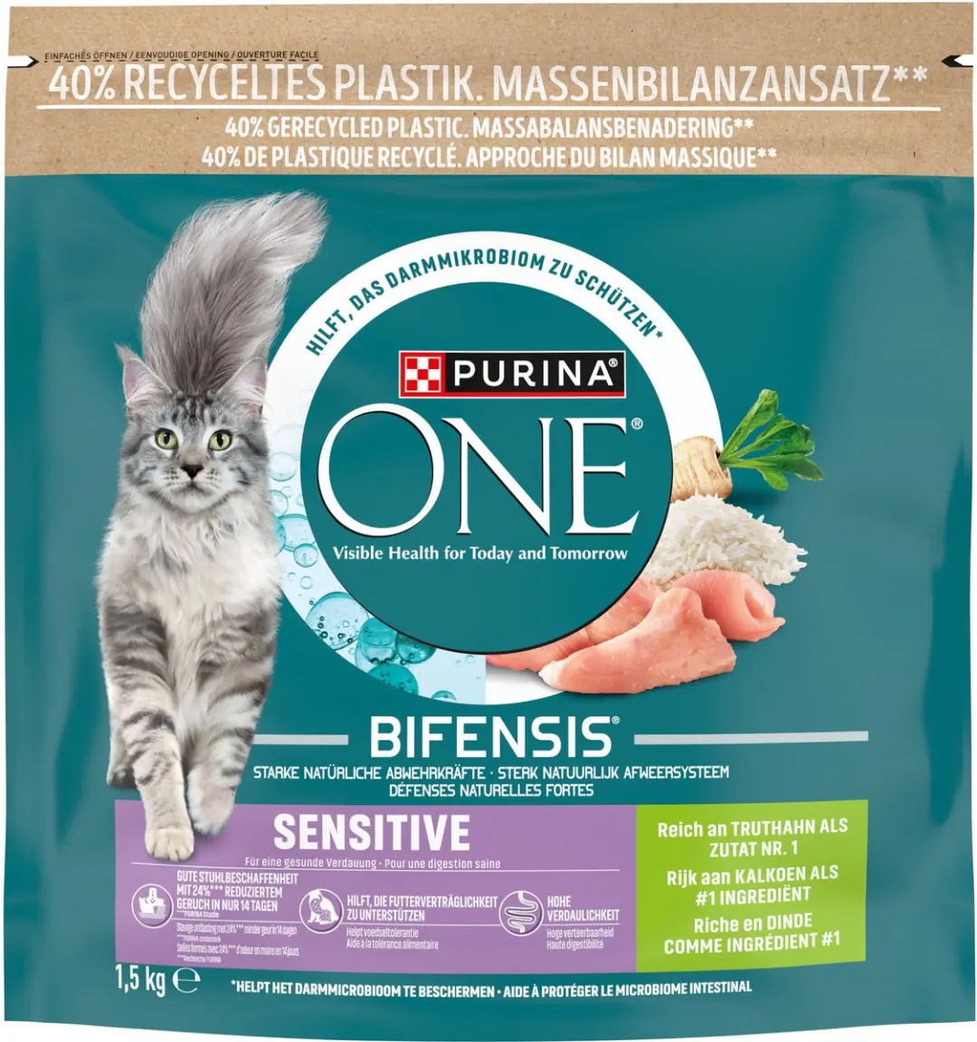 Purina ONE Sensitive Kalkoen Kattenbrokjes 6kg - afbeelding 6 van 6