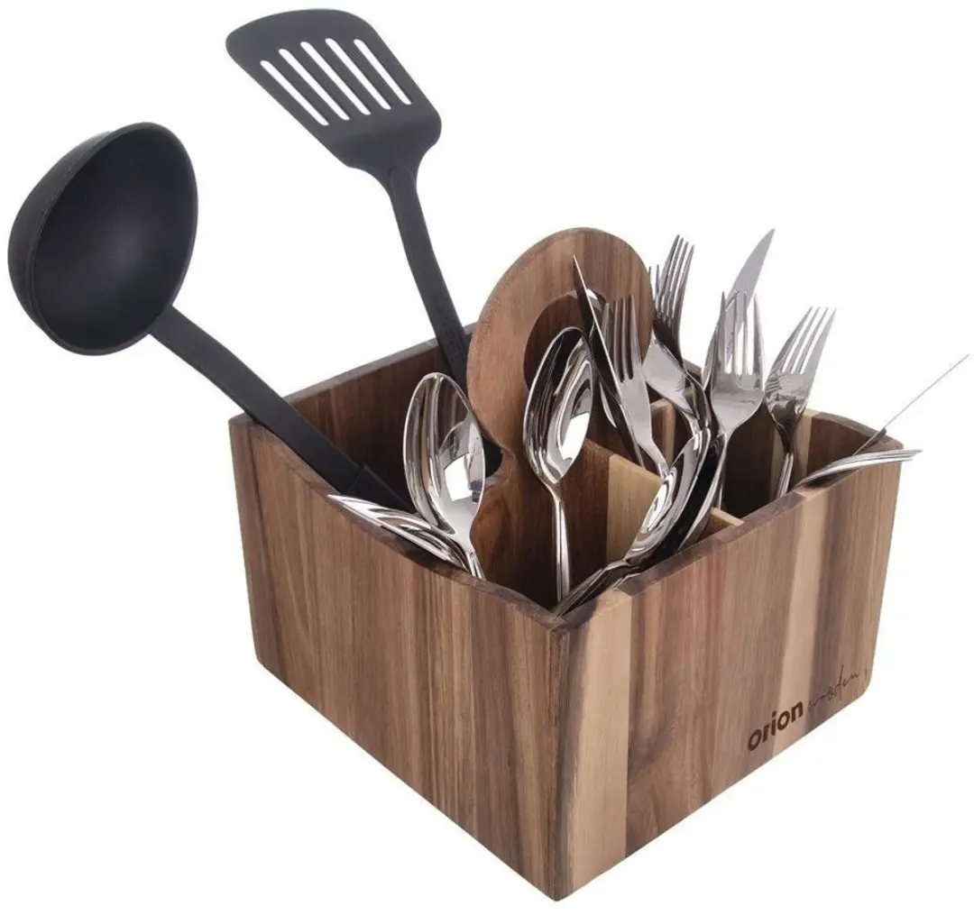 Orion Wooden Serie Houten Bestekhouder 3 Vakken - Acacia