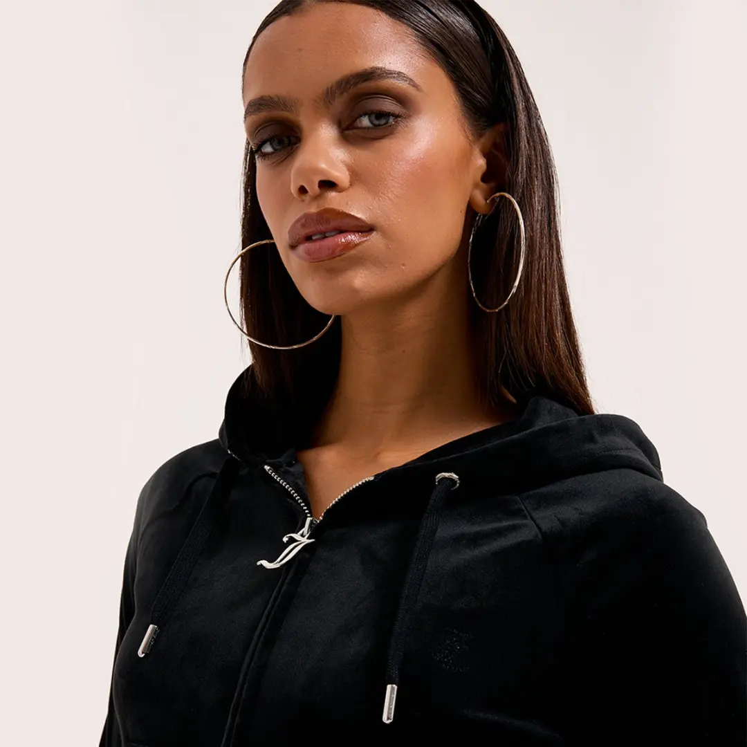 Juicy Couture Madison Outline Hoodie Diamant Zwart - XL