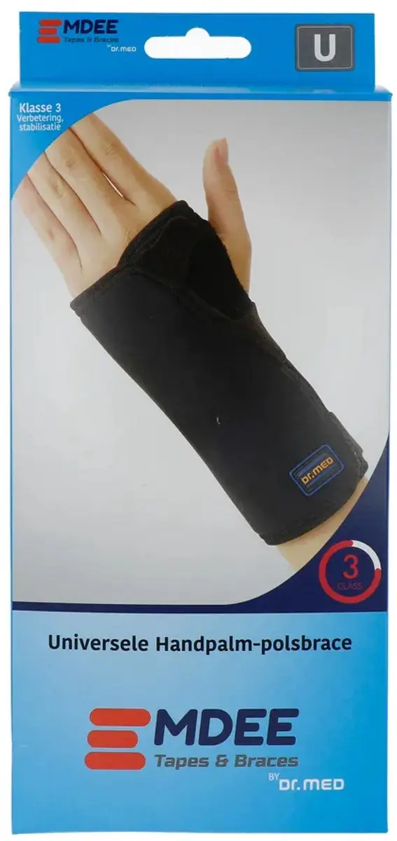Emdee Universele Handpalm-Polsbrace - Zwart