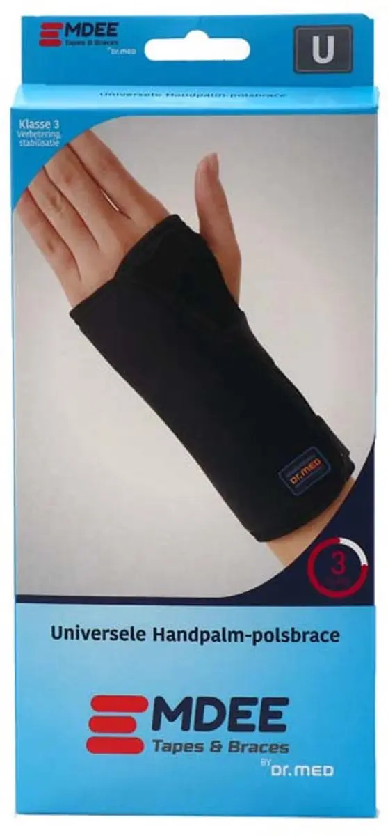 Emdee Universele Handpalm-Polsbrace - Zwart - afbeelding 6 van 6