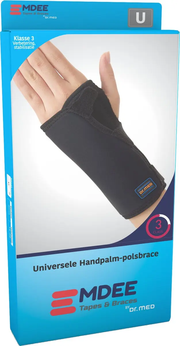 Emdee Universele Handpalm-Polsbrace - Zwart