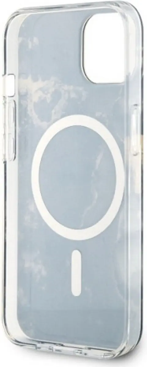GUESS Golden Marble Back Case - iPhone 14 Plus - MagSafe - Zwart