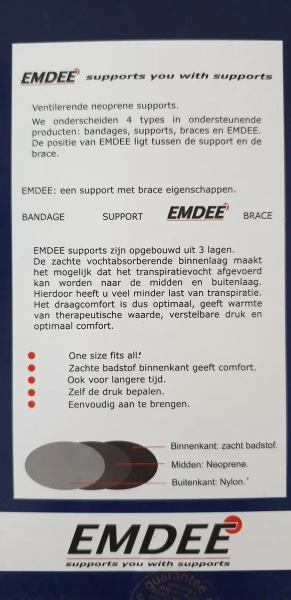 Emdee Enkelbrace MD2071 - 3-Laags - Zwart - afbeelding 6 van 6
