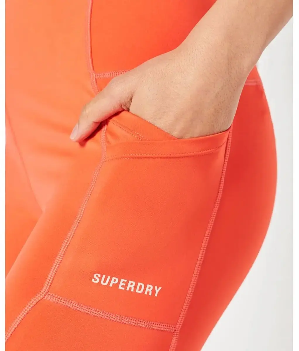 Superdry Run Cropped 3/4 Leggings - XS - Hot Coral
