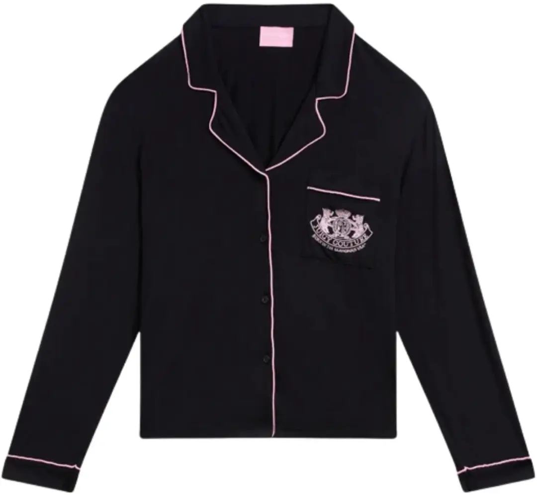 Juicy Couture Jersey Ls Button Up Top - Maat S - Zwart