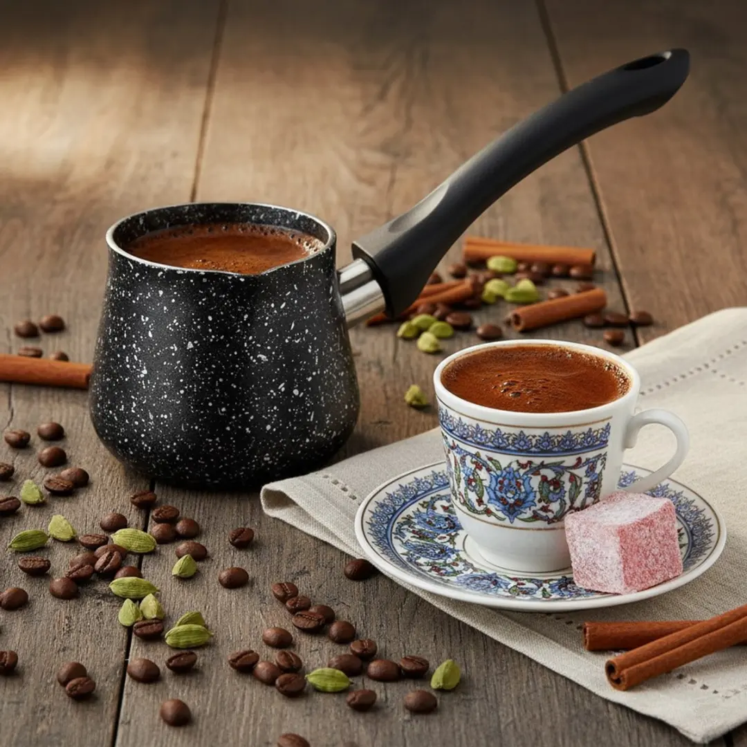 Orion Grande Serie Granieten Koffiepot 500ml - Wit/Zwart